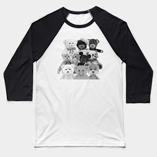Teddy bear - lots of teddy bears - black and white Baseball T-Shirt